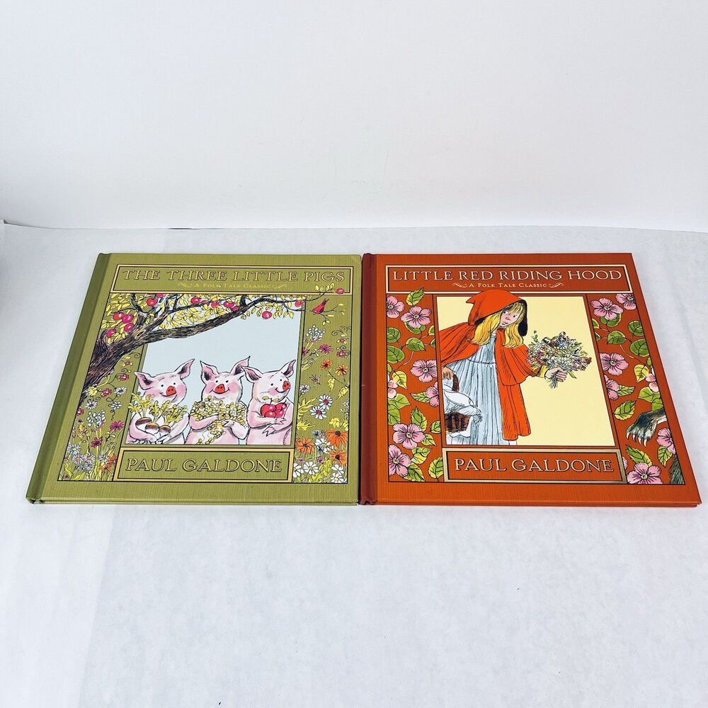 Paul Galdone Folk Tale Classic Hardcover Books Little Red Riding Hood & 3 Pigs